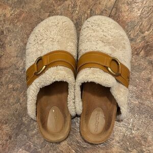 See By Chloe Cream and Tan Slippers